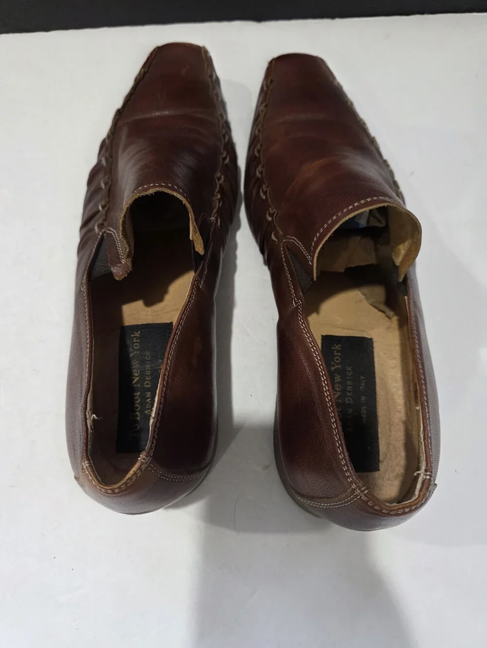 To Boot New York Adam Derrick Italian Leather Whipstitch Loafers Brown Sz 10